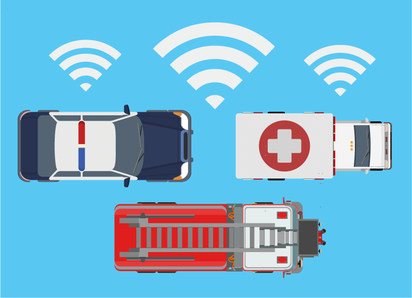 On-board connectivity in police cars and emergency vehicles
