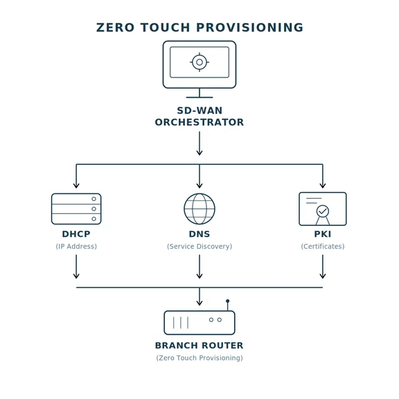 Zero Touch Provisioning (ZTP) at scale: How SD‑WAN automation enables large‑scale network deployments? Dependencies behing ZTP (Zero Touch Provisioning) using SD-WAN